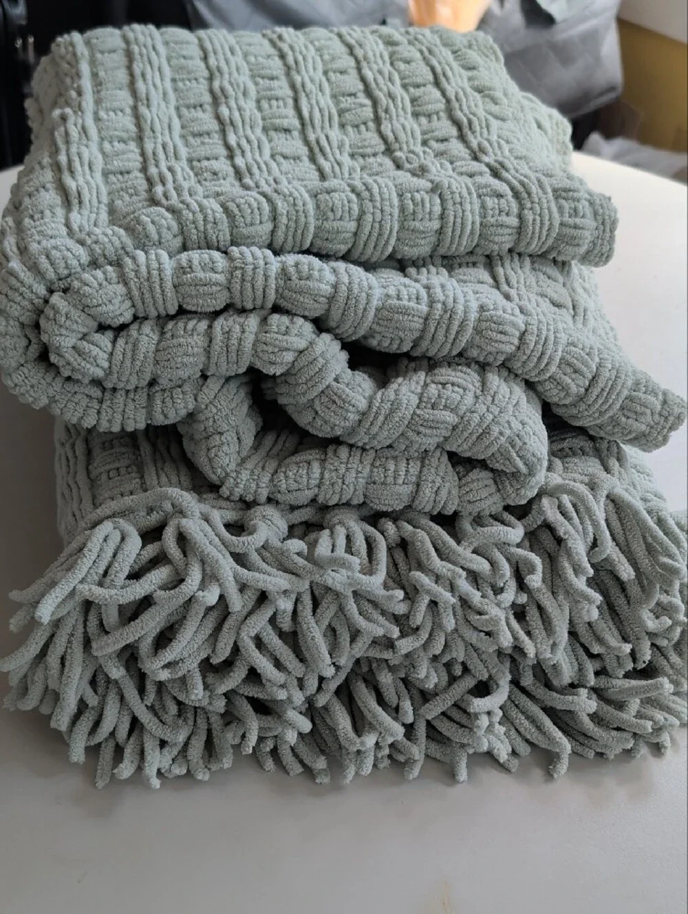 Pottery Barn Sage Green Throw Blanket Soft Cozy Comfy Classic 50x70 